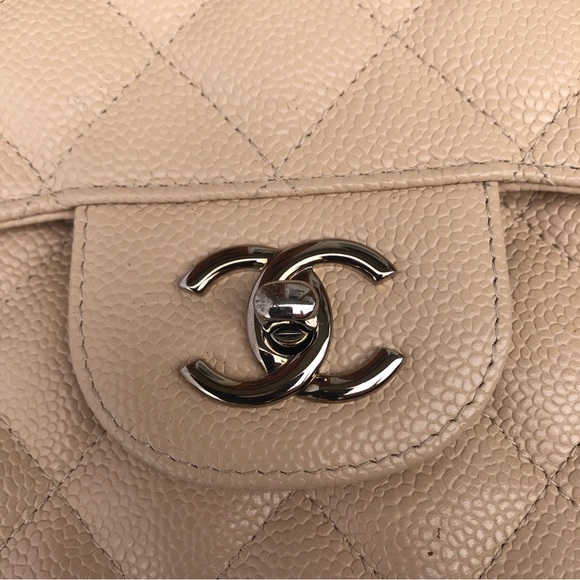 💯 AUTHENTIC CHANEL CAVIAR DOUBLE FLAP BEIGE CLAIR - Picture 2 of 16